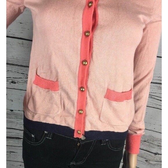 The Webster Miami at Target Pink Navy Classic Cardigan Sweater Gold Buttons XS - Picture 6 of 11